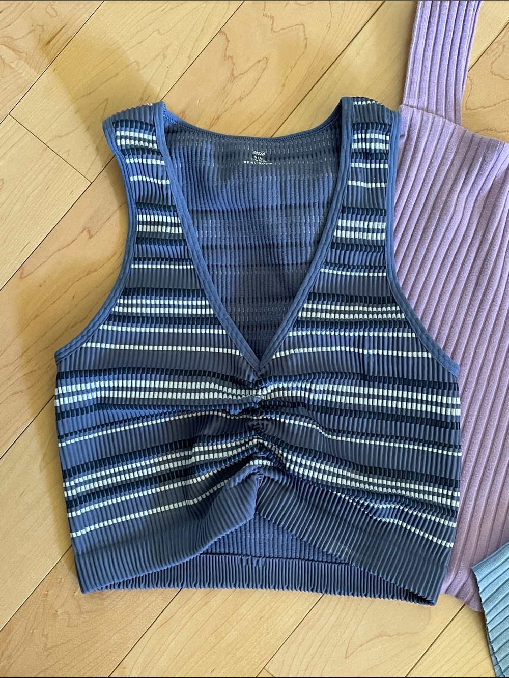 American Eagle Blue Ribbed Henley Top + SO Lavender Tank + AE ribbed tank Medium - Picture 2 of 4